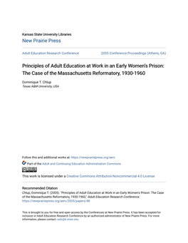 Principles of Adult Education at Work in an Early Women’S Prison: the Case of the Massachusetts Reformatory, 1930-1960