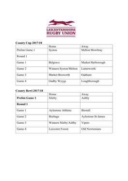 County Cup Draw 2017.18