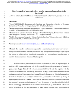 Does Human P-Glycoprotein Efflux Involve Transmembrane Alpha Helix Breakage?