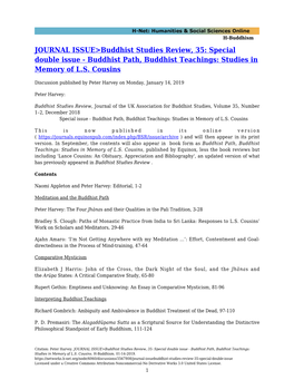 JOURNAL ISSUE>Buddhist Studies Review, 35: Special Double Issue