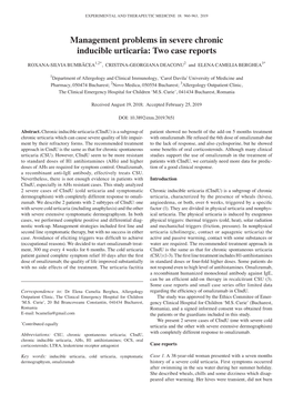 Management Problems in Severe Chronic Inducible Urticaria: Two Case Reports