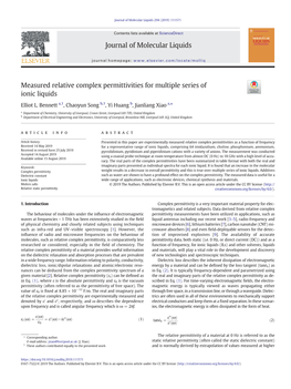 Measured Relative Complex Permittivities for Multiple Series of Ionic Liquids