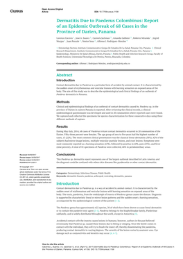 Dermatitis Due to Paederus Colombinus: Report of an Epidemic Outbreak of 68 Cases in the Province of Darien, Panama