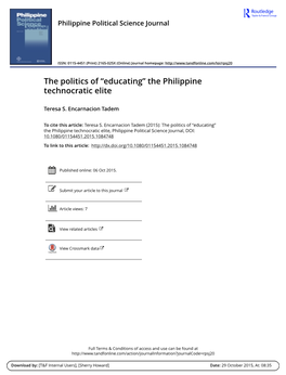 “Educating” the Philippine Technocratic Elite