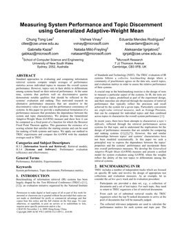 Measuring System Performance and Topic Discernment Using Generalized Adaptive-Weight Mean