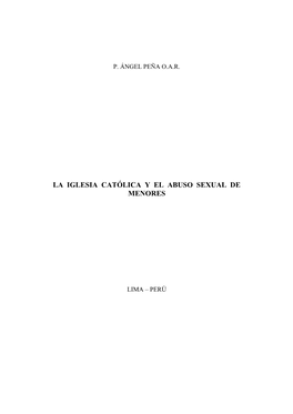 La Iglesia Católica Y El Abuso Sexual De Menores