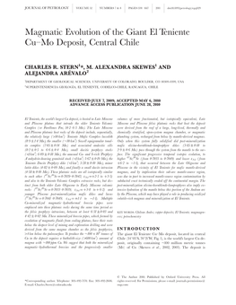 Magmatic Evolution of the Giant El Teniente Cu^Mo Deposit, Central Chile