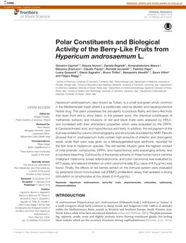 Polar Constituents and Biological Activity of the Berry-Like Fruits from Hypericum Androsaemum L