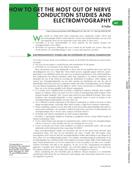 How to Get the Most out of Nerve Conduction Studies