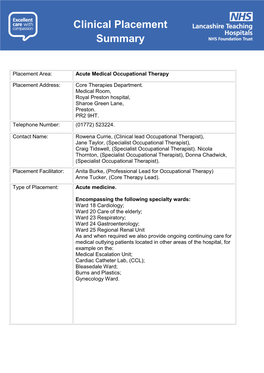 Clinical Placement Summary