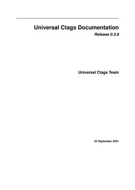 Universal Ctags Documentation Release 0.3.0