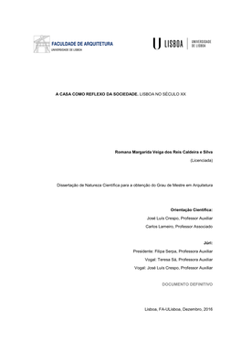 A Casa Como Reflexo Da Sociedade. Lisboa No Século Xx