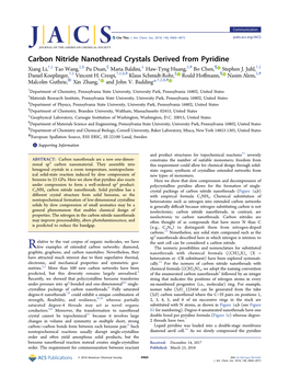 Carbon Nitride Nanothread Crystals Derived from Pyridine † ‡ ‡ § ∥ ⊥ ‡ # ¶ † ‡ Xiang Li, , Tao Wang, , Pu Duan, Maria Baldini, Haw-Tyng Huang, , Bo Chen, Stephen J