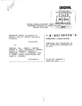 Frederick Hoeck, Et Al. V. Compusa, Inc., Et Al. 98-CV-00998-Class