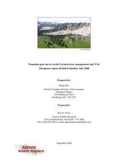 Cayoosh Goat Survey Report 2008