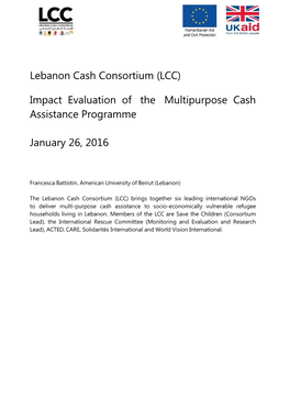 Impact Evaluation of the Multipurpose Cash Assistance Programme