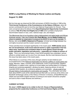 NOW's Long History of Working for Racial Justice and Equity August 13