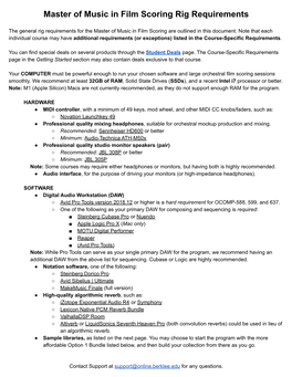 BOL Master of Music in Film Scoring Rig Requirements