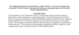 Veterans of Foreign Wars Convention” of the President’S Speeches and Statements: Reading Copies at the Gerald R