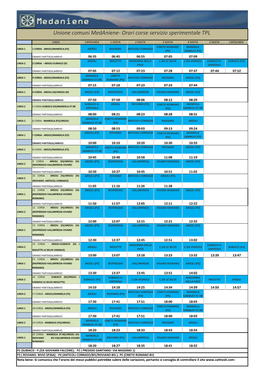 Orari Corse Servizio Sperimentale TPL
