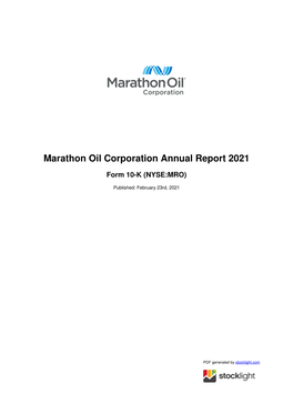 Marathon Oil Corporation Annual Report 2021