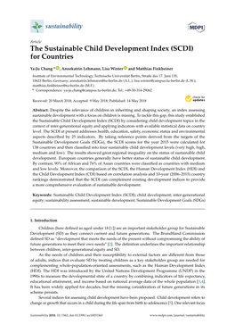 The Sustainable Child Development Index (SCDI) for Countries