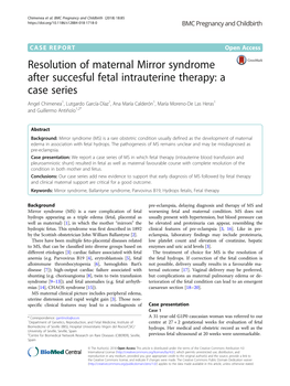 Resolution of Maternal Mirror Syndrome After Succesful Fetal