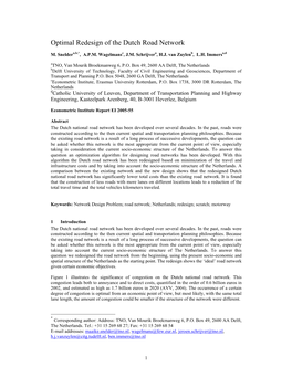 Optimal Redesign of the Dutch Road Network