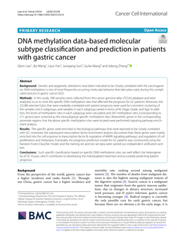 DNA Methylation Data-Based Molecular Subtype Classification