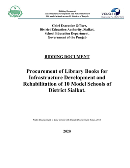 Procurement of Library Books for Infrastructure Development and Rehabilitation of 10 Model Schools of District Sialkot