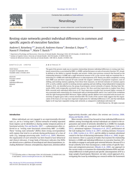 Resting-State Networks Predict Individual Differences in Common and Specific Aspects of Executive Function