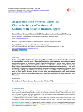 Assessment the Physico-Chemical Characteristics of Water and Sediment in Rosetta Branch, Egypt