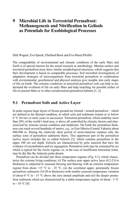 9 Microbial Life in Terrestrial Permafrost: Methanogenesis and Nitrification in Gelisols As Potentials for Exobiological Processes