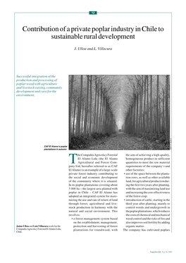 Contribution of a Private Poplar Industry in Chile to Sustainable Rural Development