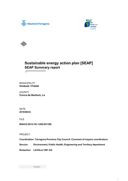 Sustainable Energy Action Plan [SEAP] SEAP Summary Report