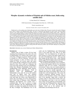 Dynamic Evolution of Ekakula Spit of Odisha Coast, India Using Satellite Data