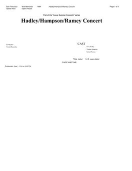 Hadley/Hampson/Ramey Concert Page 1 of 3 Opera Assn