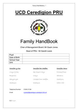 UCD Ceredigion PRU Family Handbook