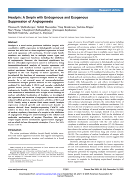 Headpin: a Serpin with Endogenous and Exogenous Suppression of Angiogenesis