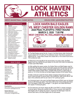 Lock Haven Athletics Men’S Basketball Game Notes Golhu.Com | @Havenathletics