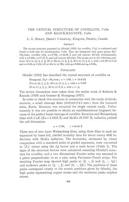 (1932) Has Described the Crystal Structure of Covellite As