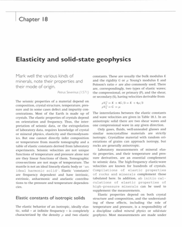 Chapter 18. Elasticity and Solid-State Geophysics