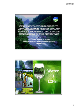 Current Policy Responses to Attain National Water Quality Target and Future Challenges: Experiences in the Philippines