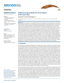 Rollback Orogeny Model for the Evolution of the Swiss Alps