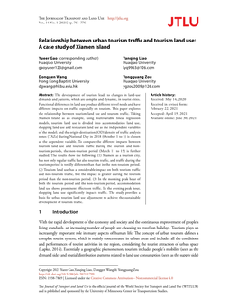 Relationship Between Urban Tourism Traffic and Tourism Land Use: a Case Study of Xiamen Island