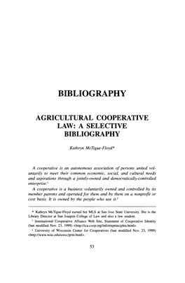 Bibliography Agricultural Cooperative