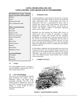 Lowland Heathland and Lowland Dry Acid Grassland in Oxfordshire