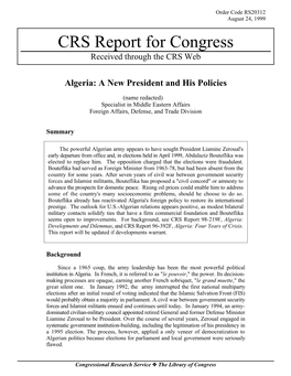 Algeria: a New President and His Policies