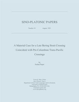 A Material Case for a Late Bering Strait Crossing Coincident with Pre-Columbian Trans-Pacific Crossings