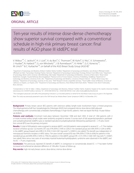 Ten-Year Results of Intense Dose-Dense Chemotherapy Show